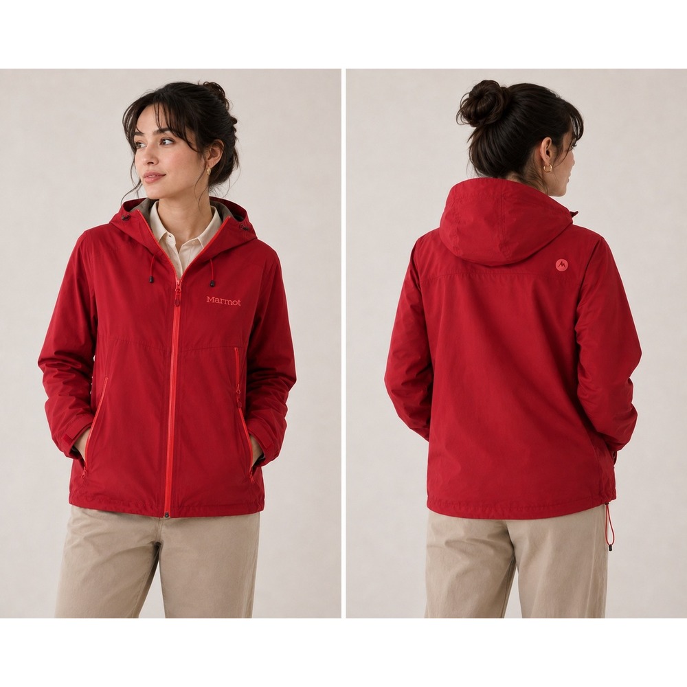 Marmot Red Star Shell Goretex Paclite Womens Jacket L Sienna Red Hooded Gorpcore